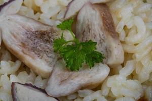 vue sur le risotto aux champignons photo