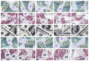 un collage de nombreuses images de billets en euros en coupures de 100 et 500 euros se trouvant dans le tas photo