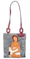 sac à main en cuir décoré d'une applique de figure féminine photo
