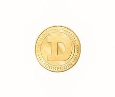 Dogecoin isolé sur fond blanc. symbole de crypto-monnaie photo