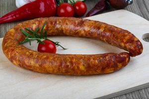 plat de saucisses vue photo