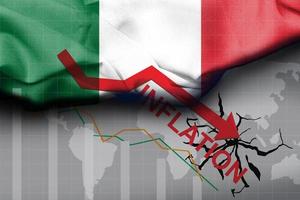 illustration du drapeau italien avec tissu satiné texturé. sens de la flèche photo