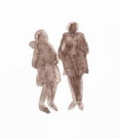 silhouettes de deux femmes en vestes d'hiver photo