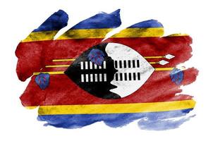 le drapeau du swaziland est représenté dans un style aquarelle liquide isolé sur fond blanc photo