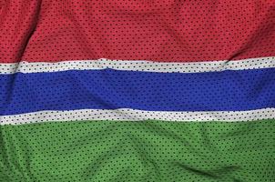 drapeau gambien imprimé sur un tissu en maille polyester nylon sportswear photo