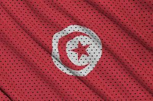 drapeau tunisien imprimé sur un tissu en maille polyester nylon sportswear photo