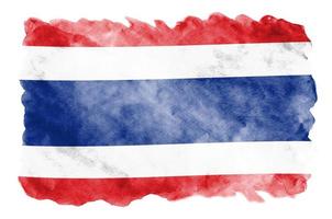 le drapeau de la thaïlande est représenté dans un style aquarelle liquide isolé sur fond blanc photo