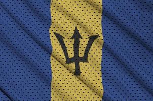 drapeau de la barbade imprimé sur un tissu en maille polyester nylon sportswear photo