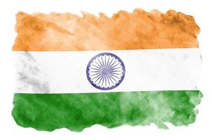 le drapeau indien est représenté dans un style aquarelle liquide isolé sur fond blanc photo