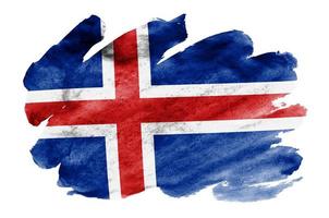 le drapeau de l'islande est représenté dans un style aquarelle liquide isolé sur fond blanc photo