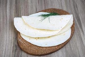 vue sur le plat de tortillas photo