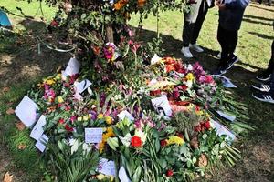 londres au royaume-uni en septembre 2022. hommages floraux à la reine dans le parc verdoyant de londres photo