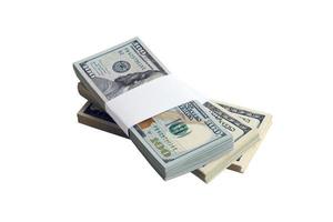 liasse de billets d'un dollar américain isolés sur blanc. pack d'argent américain avec une haute résolution sur fond blanc parfait photo