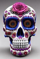 dia de los muertos crâne de sucre calavera traditionnel décoré de fleurs illustration du jour des morts photo