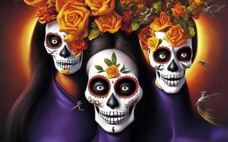 femmes maquillées visage tatouages halloween pour la célébration du jour du festival mexicain des morts dia de los photo