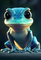 illustration d'un lézard mignon de bande dessinée avec de grands yeux drôles. photo