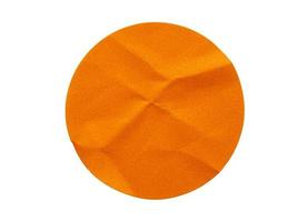 Étiquette autocollante en papier adhésif rond orange vierge isolé sur fond blanc photo