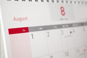 page de calendrier d'août avec mois et dates concept de réunion de rendez-vous de planification d'entreprise photo