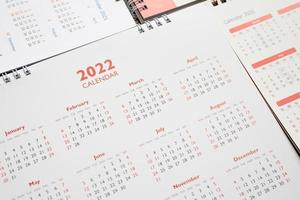 Concept de réunion de rendez-vous de planification d'entreprise de fond de page de calendrier 2022 photo