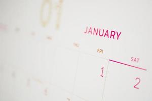 page de calendrier de janvier avec mois et dates concept de réunion de rendez-vous de planification d'entreprise photo