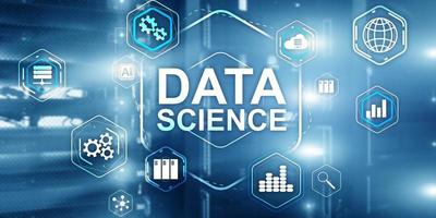 concept de technologie de l'information d'analyse scientifique de données volumineuses. arrière-plan de la salle des serveurs. photo