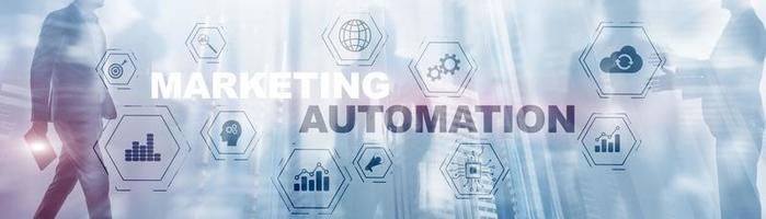 concept d'automatisation du marketing d'entreprise. financement du système de processus technologique sur la bannière. photo