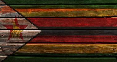 drapeau 3d du zimbabwe sur bois photo