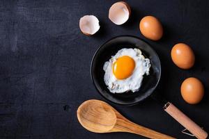 oeufs au plat dans une poêle photo