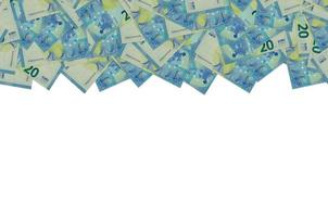 partie du motif du billet de 20 euros en gros plan avec de petits détails bleus photo