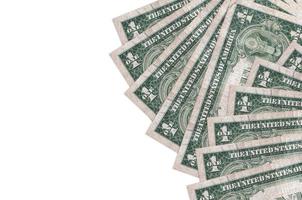 1 billets d'un dollar américain se trouvent isolés sur fond blanc avec espace de copie. contexte conceptuel de la vie riche photo