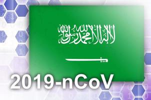 drapeau de l'arabie saoudite et composition abstraite numérique futuriste avec inscription 2019-ncov. concept d'épidémie de covid-19 photo