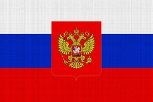 drapeau de la fédération de russie sur une texture de tissu. photo