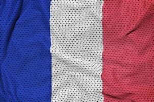 drapeau de la france imprimé sur un tissu en maille polyester nylon sportswear photo