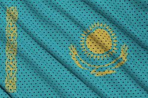 drapeau du kazakhstan imprimé sur un tissu en maille de polyester et nylon sportswear photo