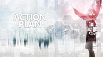 plan d'action stratégie planification vision direction. concept financier sur fond flou. photo