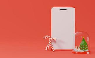 Concept d'achat en ligne de téléphone intelligent 3d sur fond de noël et du nouvel an photo