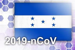 drapeau du honduras et composition abstraite numérique futuriste avec inscription 2019-ncov. concept d'épidémie de covid-19 photo