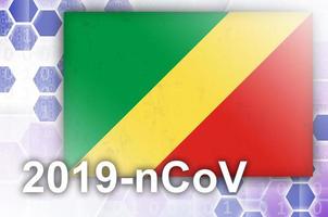 drapeau congo et composition abstraite numérique futuriste avec inscription 2019-ncov. concept d'épidémie de covid-19 photo