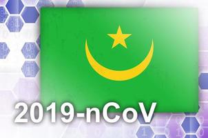 drapeau de la mauritanie et composition abstraite numérique futuriste avec inscription 2019-ncov. concept d'épidémie de covid-19 photo