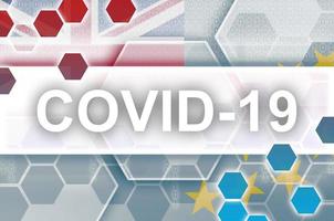 drapeau tuvalu et composition abstraite numérique futuriste avec inscription covid-19. concept d'épidémie de coronavirus photo