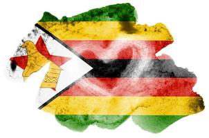 le drapeau du zimbabwe est représenté dans un style aquarelle liquide isolé sur fond blanc photo
