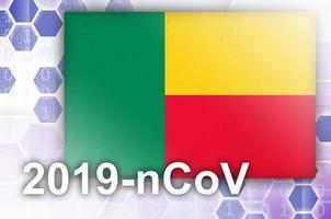 drapeau du bénin et composition abstraite numérique futuriste avec inscription 2019-ncov. concept d'épidémie de covid-19 photo