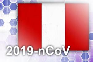 drapeau du pérou et composition abstraite numérique futuriste avec inscription 2019-ncov. concept d'épidémie de covid-19 photo