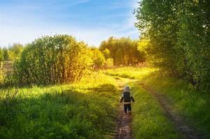 petit garçon dans les bois photo