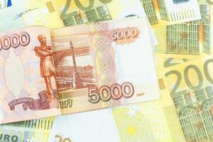 billets en euros, en roubles photo
