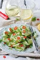 salade au concombre, poivron et graines de pavot photo