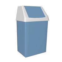 poubelle en plastique bleu et blanc, illustration 3d