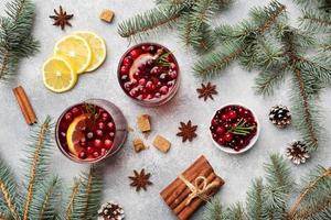 jus de canneberge au citron et sucre de canne. boisson chaude d'hiver. photo