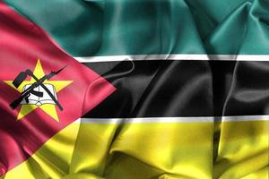 Illustration 3d d'un drapeau mozambicain - drapeau en tissu ondulant réaliste photo
