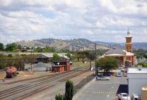 albury, nouvelle galles du sud, australie 2022 la gare d'albury avec vue sur la montagne. photo